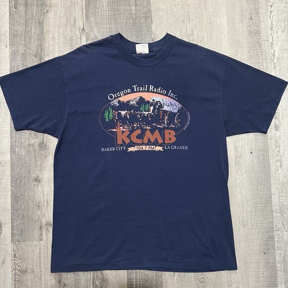 Vintage Oregon Trail Radio Inc 104.7 FM Baker City Oregon KCMB Music T Shirt XL - Picture 1 of 4